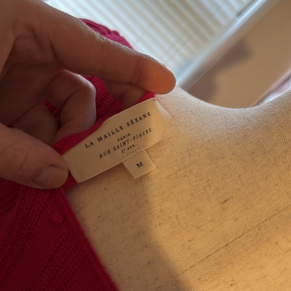 Bright pink Sezane short sleeved cardigan, M - Picture 5 of 6